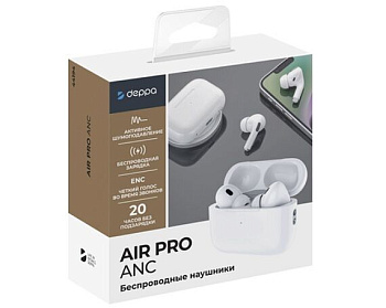Наушники беспроводные Deppa Air Pro 2 ANC белый 44194