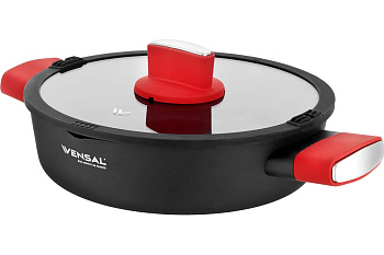 Сотейник с крышкой Vensal Velours rouge 1026VS,  24см